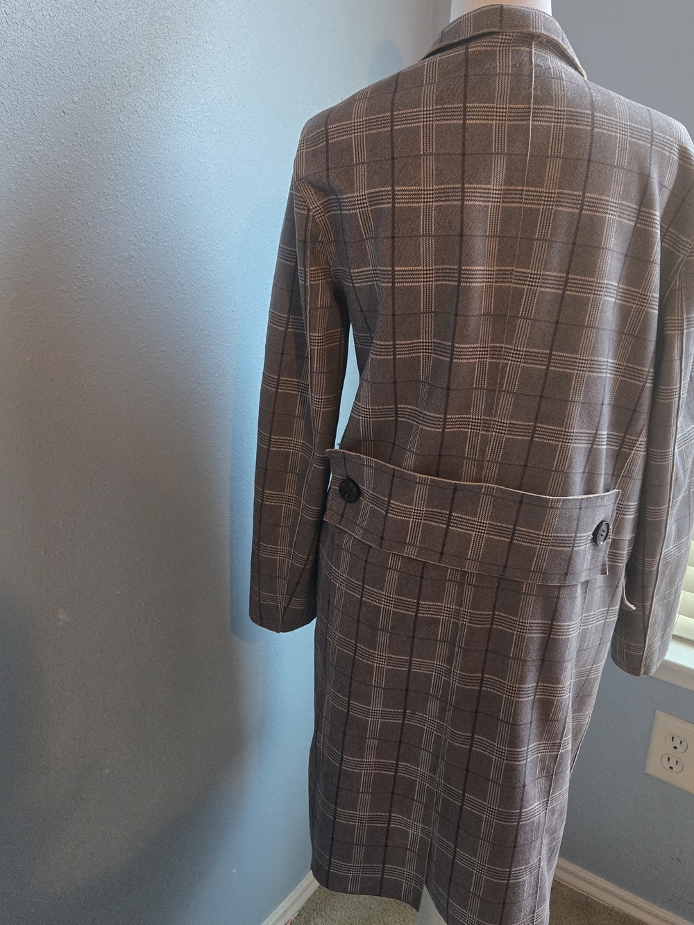 Blank NYC Brown Plaid Trench Coat - Picture 2 of 4
